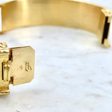 19K Yellow Gold and Moonstone Flat Wide Bangle Bracelet