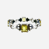 18K Yellow Gold and Sterling Silver Quartz Caviar Link Bracelet