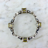 18K Yellow Gold and Sterling Silver Quartz Caviar Link Bracelet