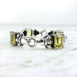 18K Yellow Gold and Sterling Silver Quartz Caviar Link Bracelet
