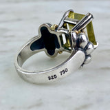 18K Yellow Gold and Sterling Silver Quartz Caviar Cocktail Ring