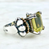 18K Yellow Gold and Sterling Silver Quartz Caviar Cocktail Ring