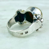 18K Yellow Gold and Sterling Silver Caviar Cocktail Ring