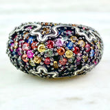 Sterling Silver and Multicolor Sapphire Cocktail Ring