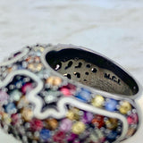Sterling Silver and Multicolor Sapphire Cocktail Ring