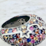 Sterling Silver and Multicolor Sapphire Cocktail Ring