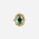 18K Yellow Gold, Prasiolite and Diamond Cocktail Ring