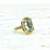 18K Yellow Gold, Prasiolite and Diamond Cocktail Ring