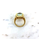 18K Yellow Gold, Prasiolite and Diamond Cocktail Ring