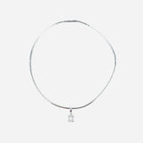 18K Diamond Double C Pendant Omega Chain Necklace