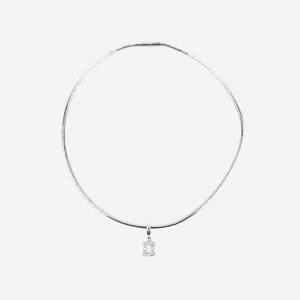 18K Diamond Double C Pendant Omega Chain Necklace