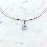 18K Diamond Double C Pendant Omega Chain Necklace