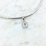 18K Diamond Double C Pendant Omega Chain Necklace