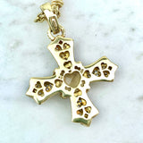 18K Yellow Gold, Diamond and Canary Crystal Cross Pendant Necklace