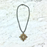 18K Yellow Gold, Sterling Silver and Multistone Pendant Necklace