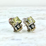 18K Yellow Gold and Sterling Silver Quartz Ear Clips