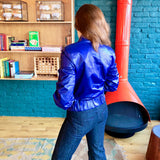 Blue Leather Asymmetric Jacket