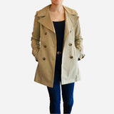 Tan Mid-Length Double-Breasted Trench Coat