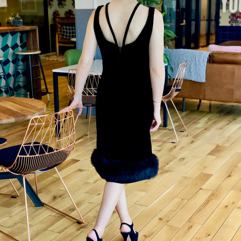Black Velvet Sleeveless Cocktail Dress