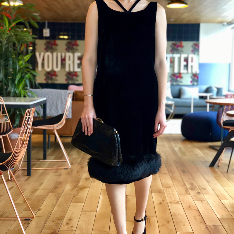 Black Velvet Sleeveless Cocktail Dress