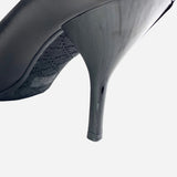 Black Leather Semi-Pointed Pumps