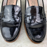 Black Patent Leather Round-Toe Loafers