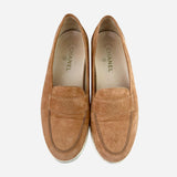 Light-Brown Suede Round-Toe Loafers