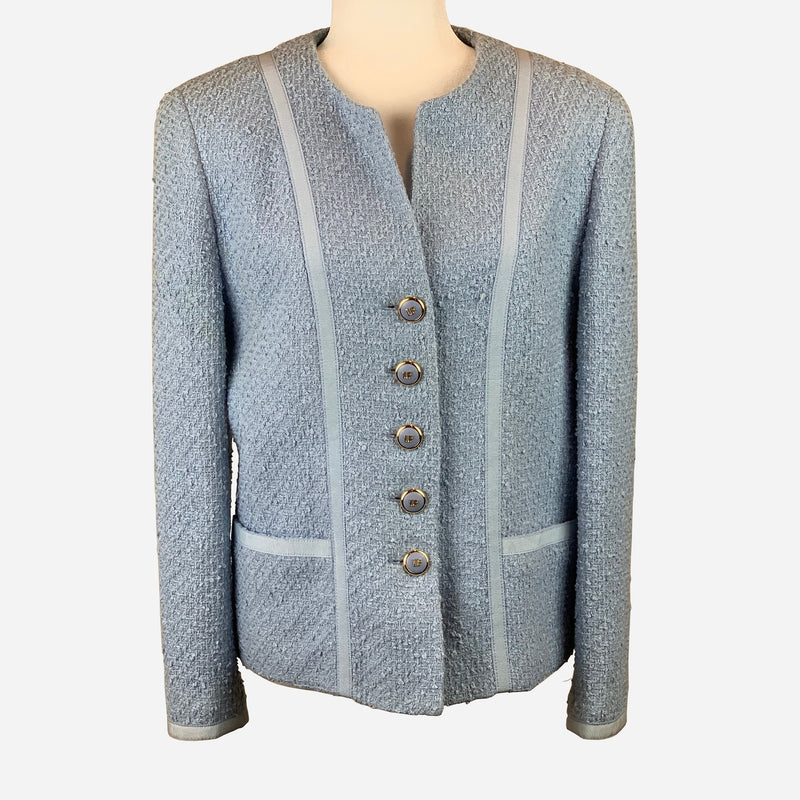 Light-Blue Wool Bouclé Jacket