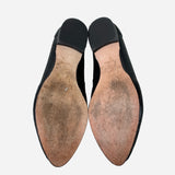 Black Crackled Leather Semi-Pointed Loafers