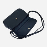 Dark-Navy Grained Leather Crossbody Bag