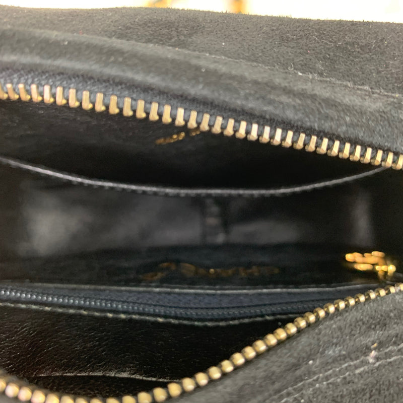 Black Suede Quilted Camera Bag