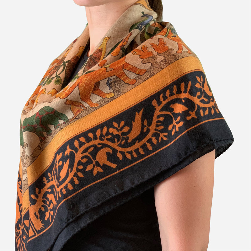 Multicolored Cashmere and Silk 'Early America' Scarf