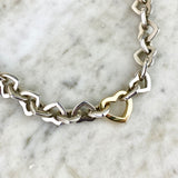 Sterling Silver and 18K Yellow Gold 'Heart' Link Necklace