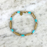 10K Yellow Gold and Turquoise Link Bracelet