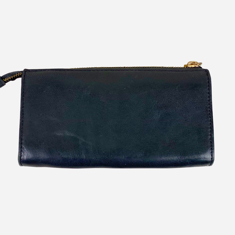Black Leather 'Bird' Zip Wallet
