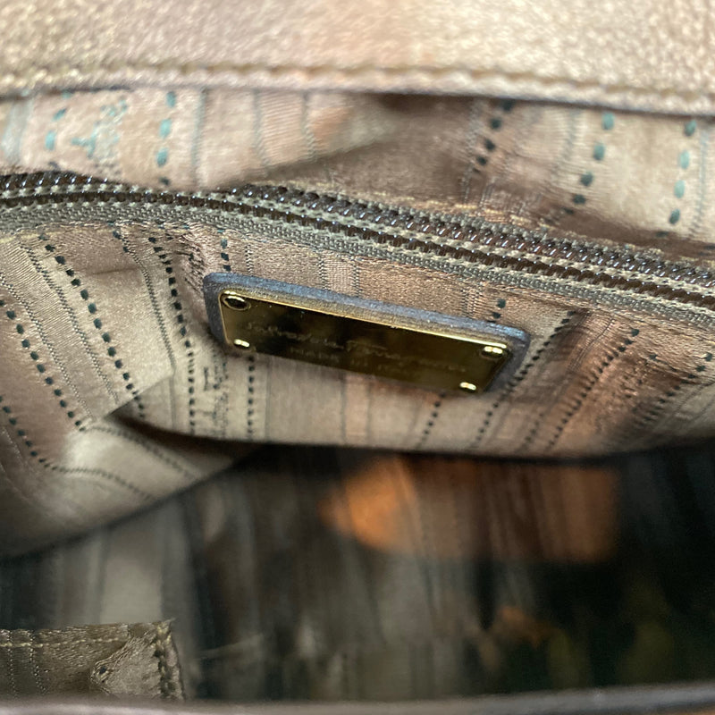 Metallic Brown Leather Gancini Shoulder Bag