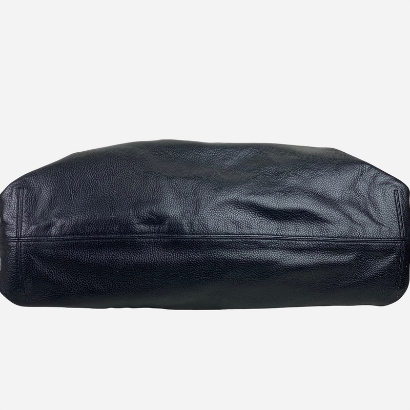 Black Pebbled Leather Hobo Bag