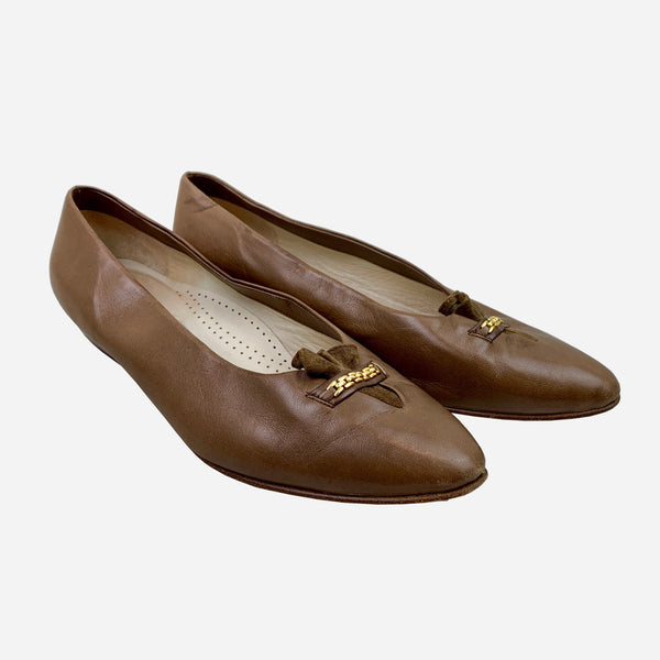Brown Leather Round-Toe Flats