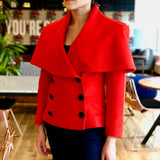 Red Double-Breasted Shawl Collar Wool Jacket