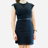 Black Fringe Short-Sleeve Mini Dress