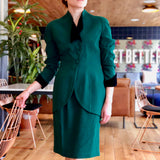 Dark-Emerald Wool Skirt Suit