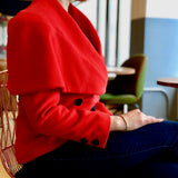 Red Double-Breasted Shawl Collar Wool Jacket