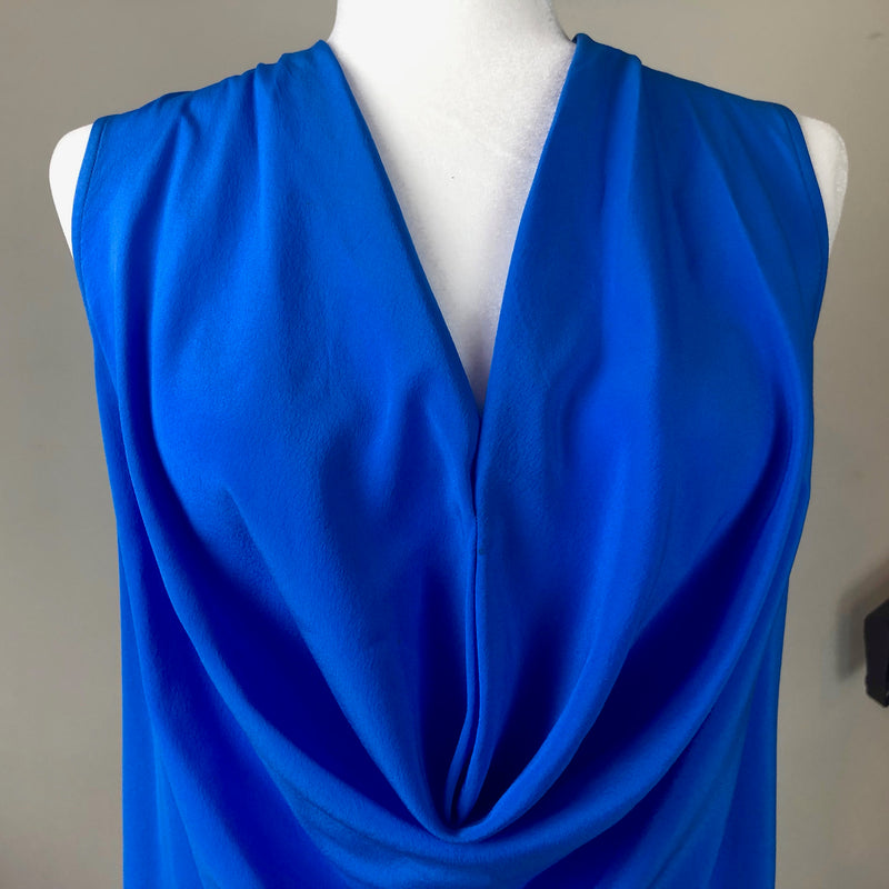 Blue Sleeveless Silk Top