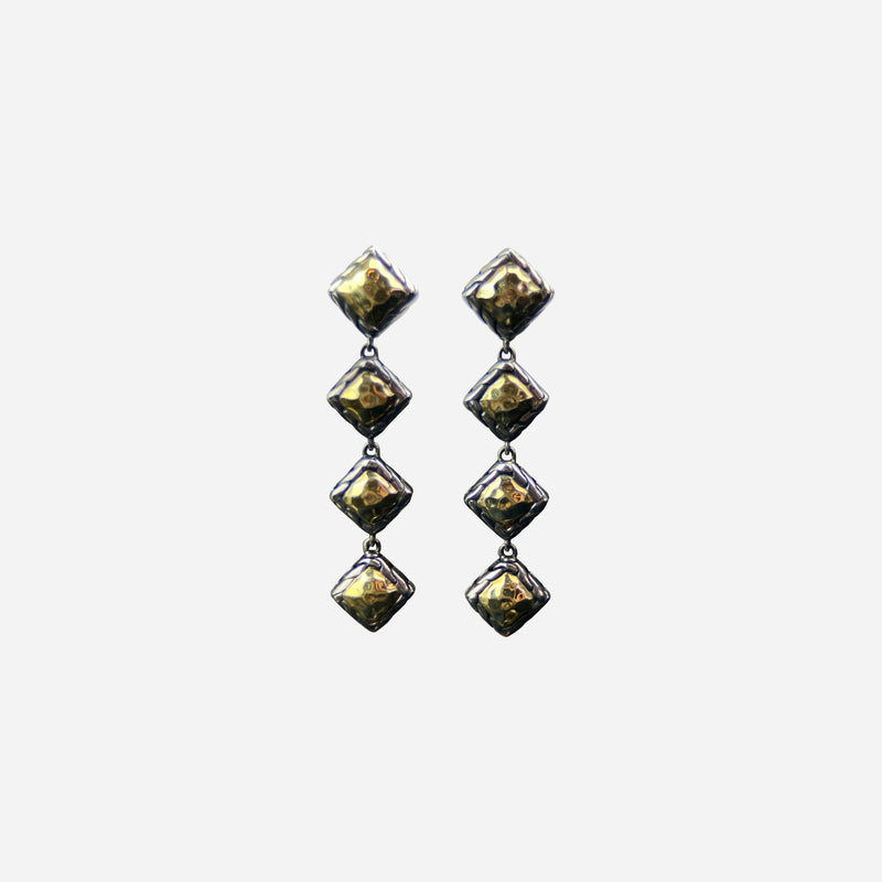 Sterling Silver and 22K Gold Parlu Square Drop Earrings