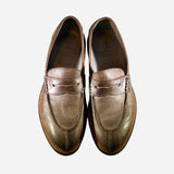 Brown Round-Toe Leather Loafers
