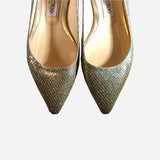Gold and Silver Glitter Pointed-Toe Flats