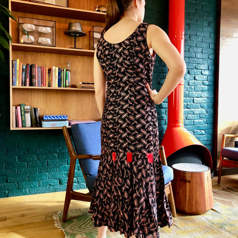Red and Black Embroidered Cocktail Dress