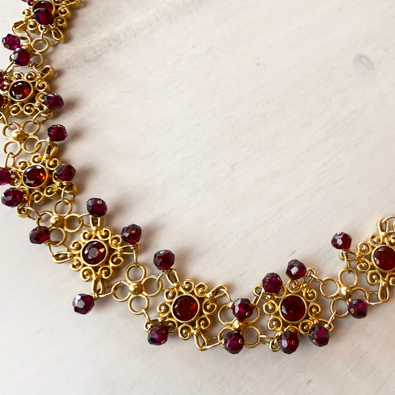 Gold-Tone and Crystal Beaded Choker Necklace