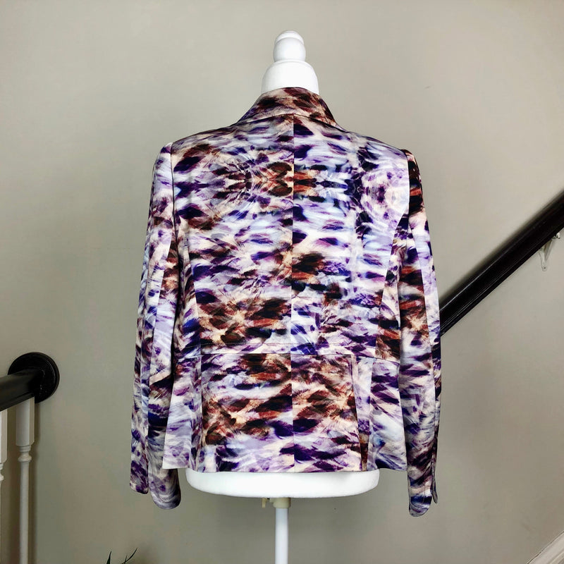 Purple Abstract Print Notch-Lapel Blazer