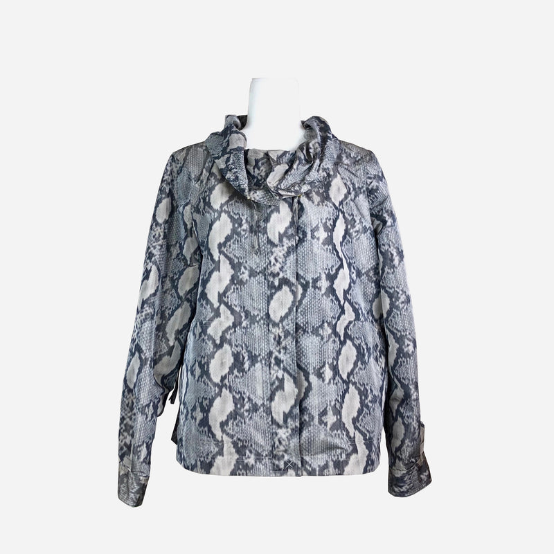 Gray Snakeskin Print Cowl Neck Jacket